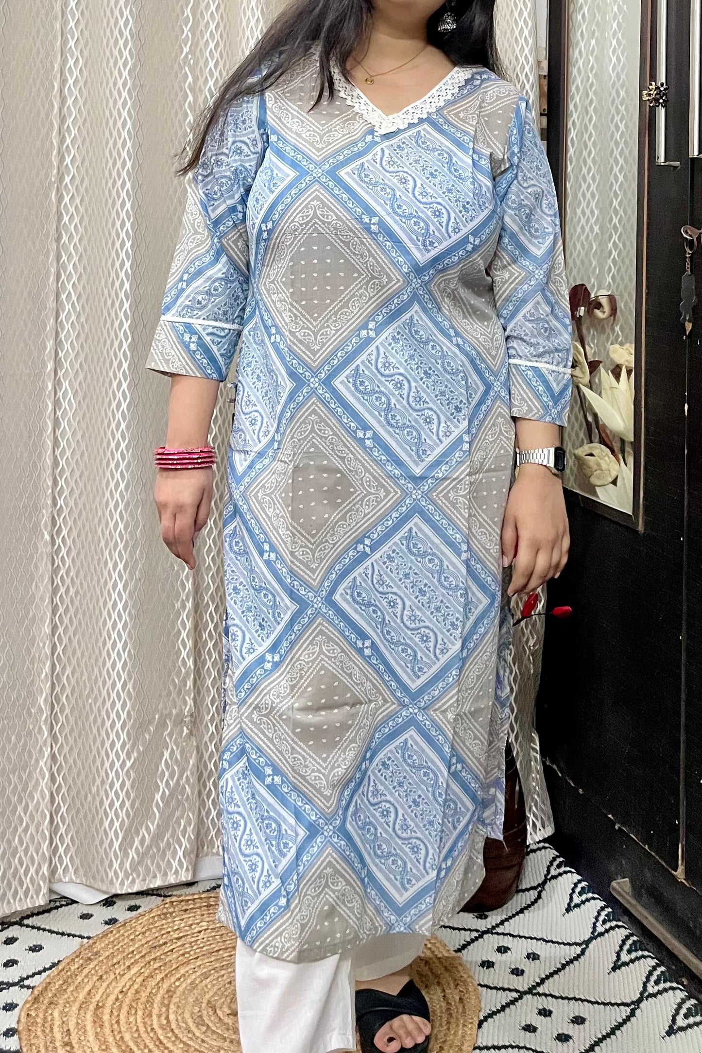 Blue Mulmul Kurta