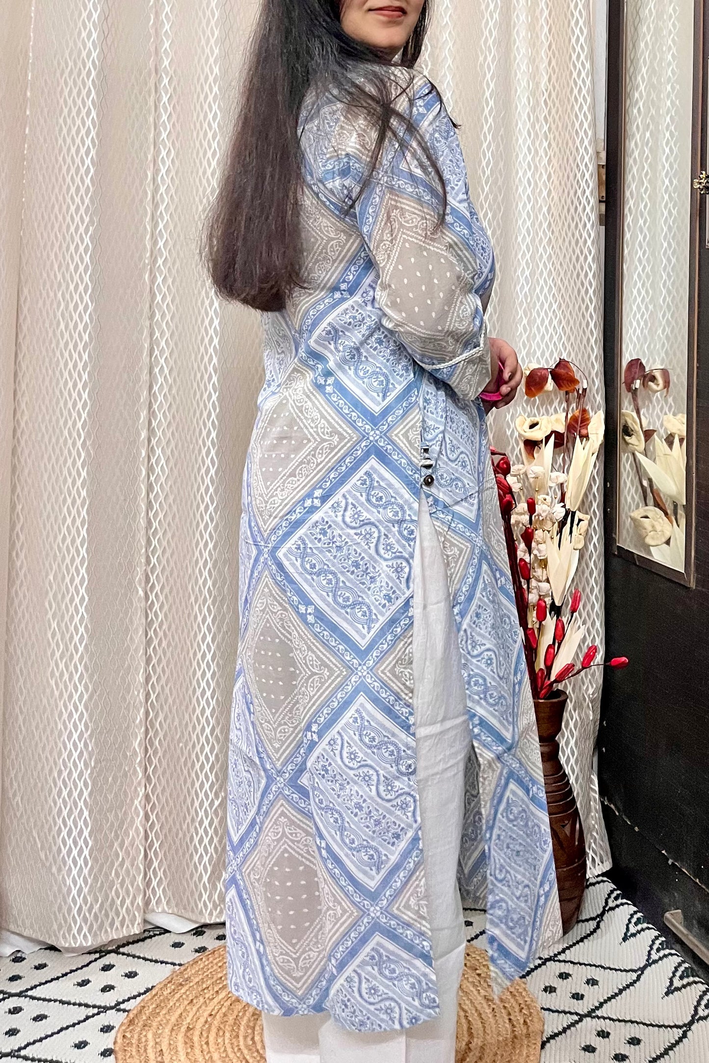 Blue Mulmul Kurta