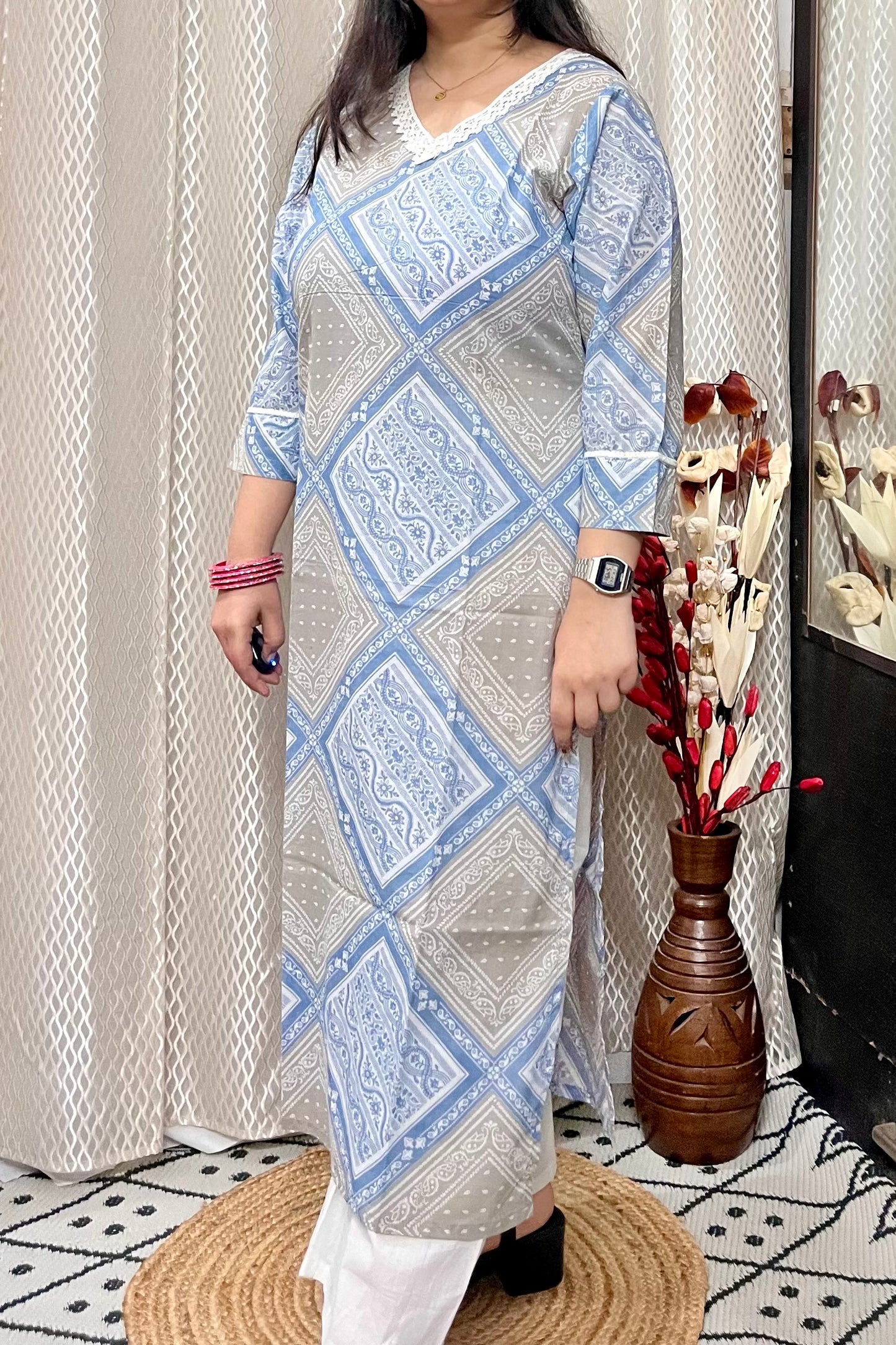 Blue Mulmul Kurta
