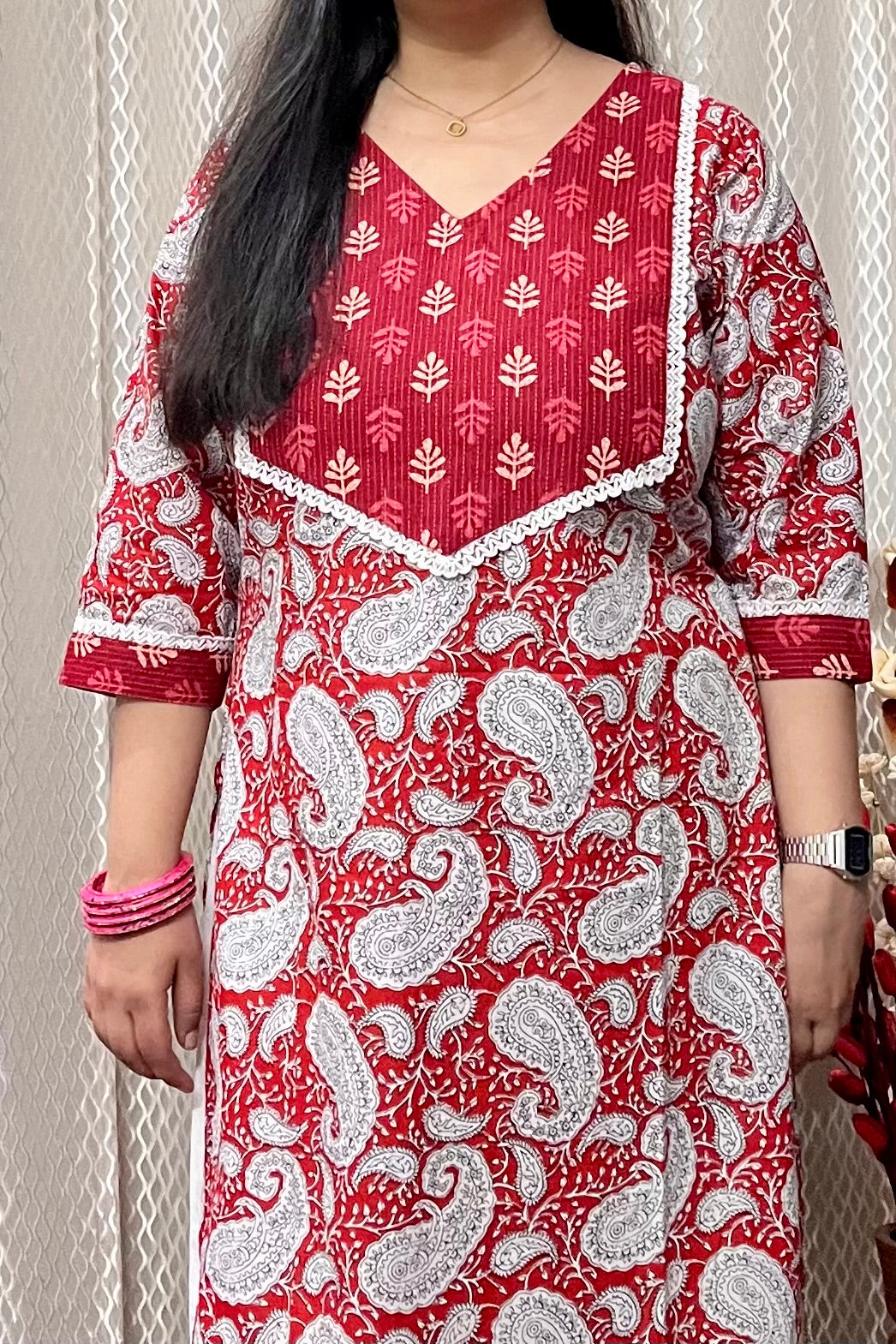 Red Peacock Kurta