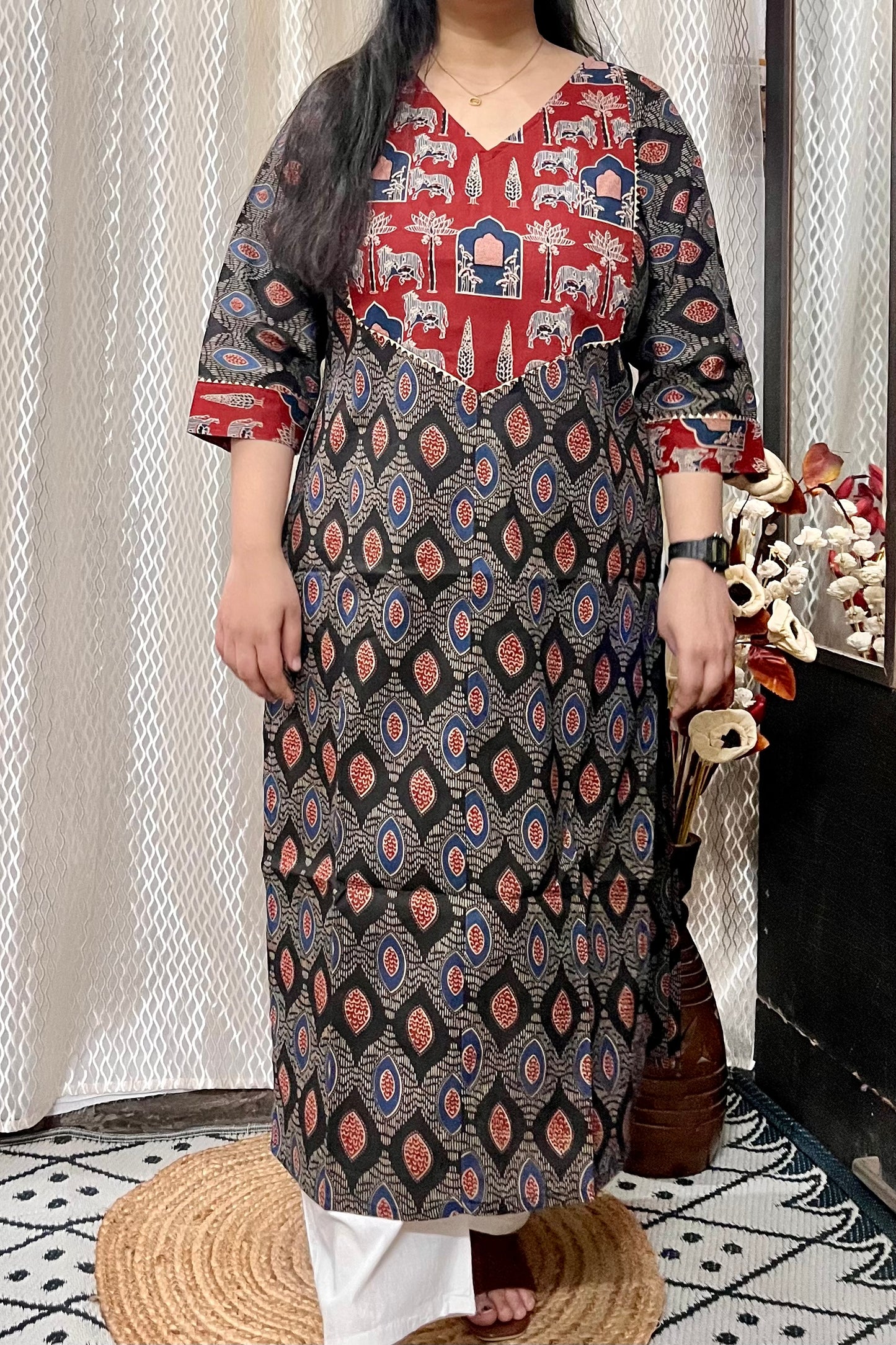 Black Temple Kurta