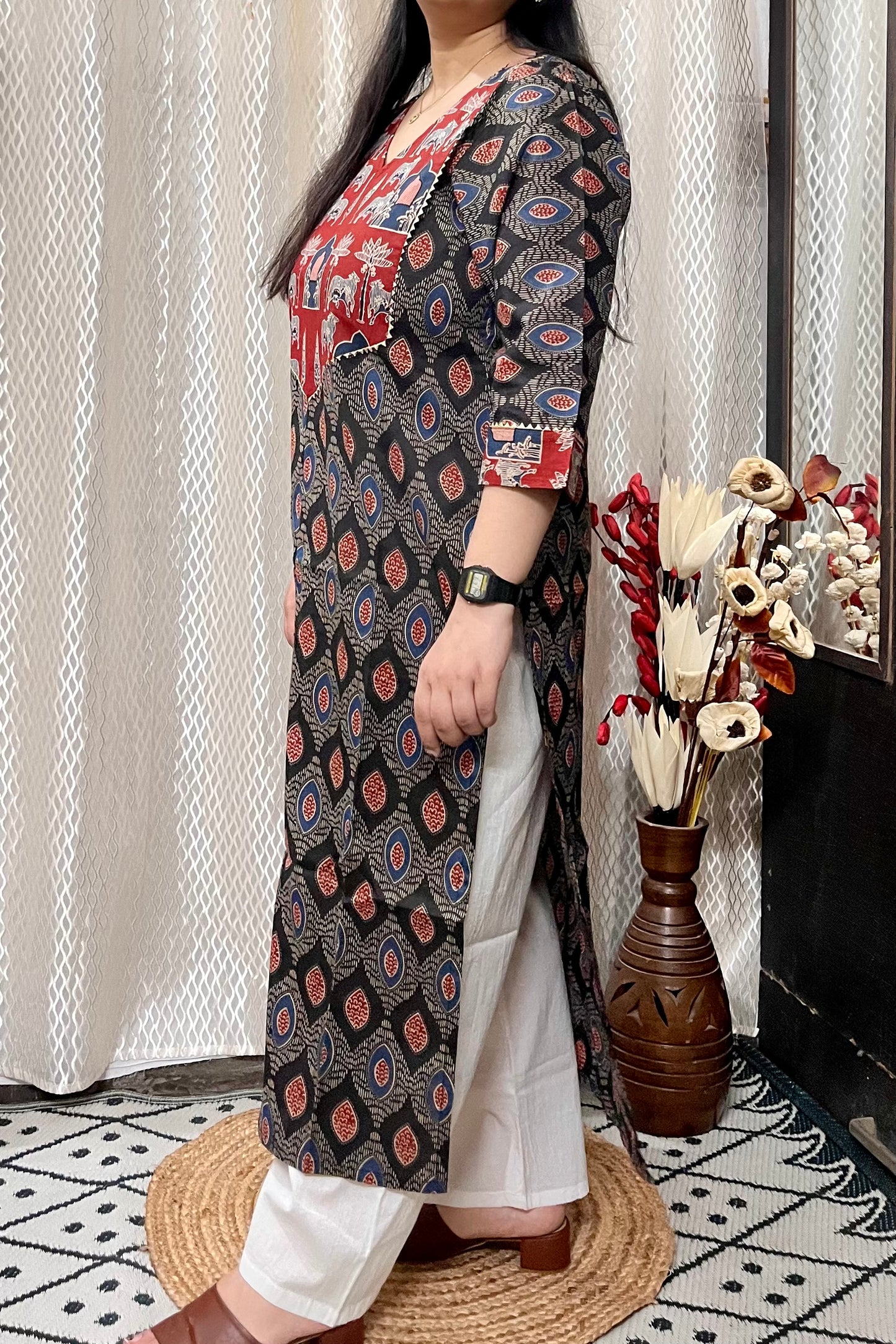 Black Temple Kurta