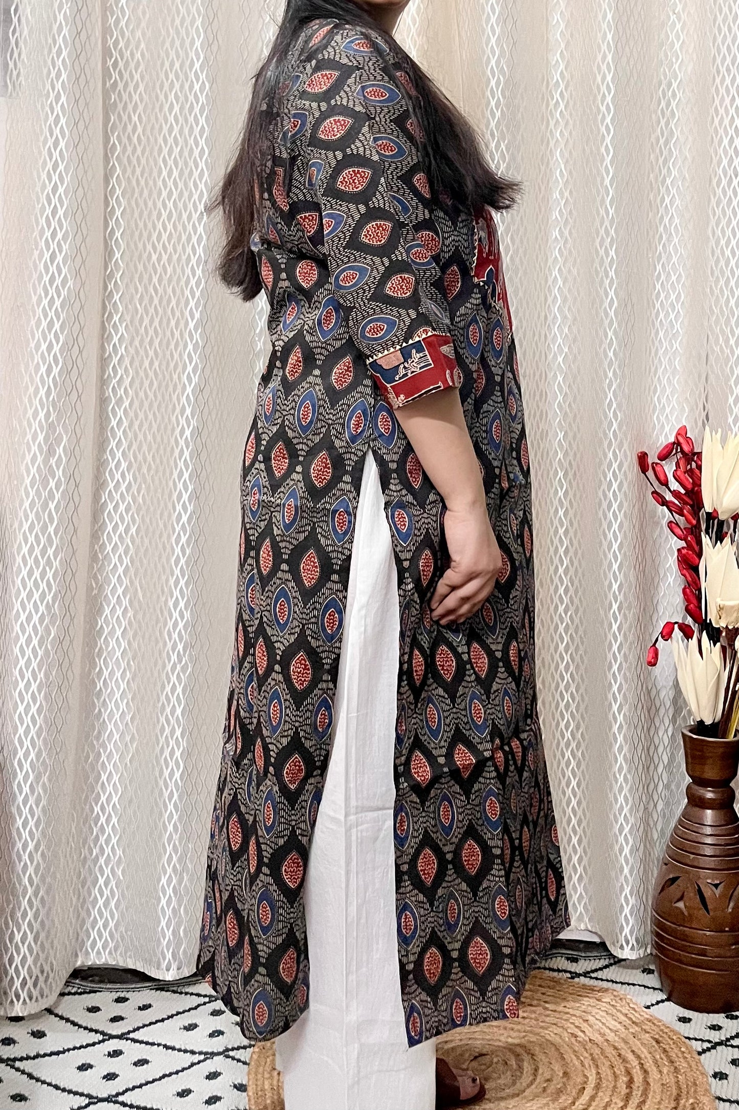 Black Temple Kurta