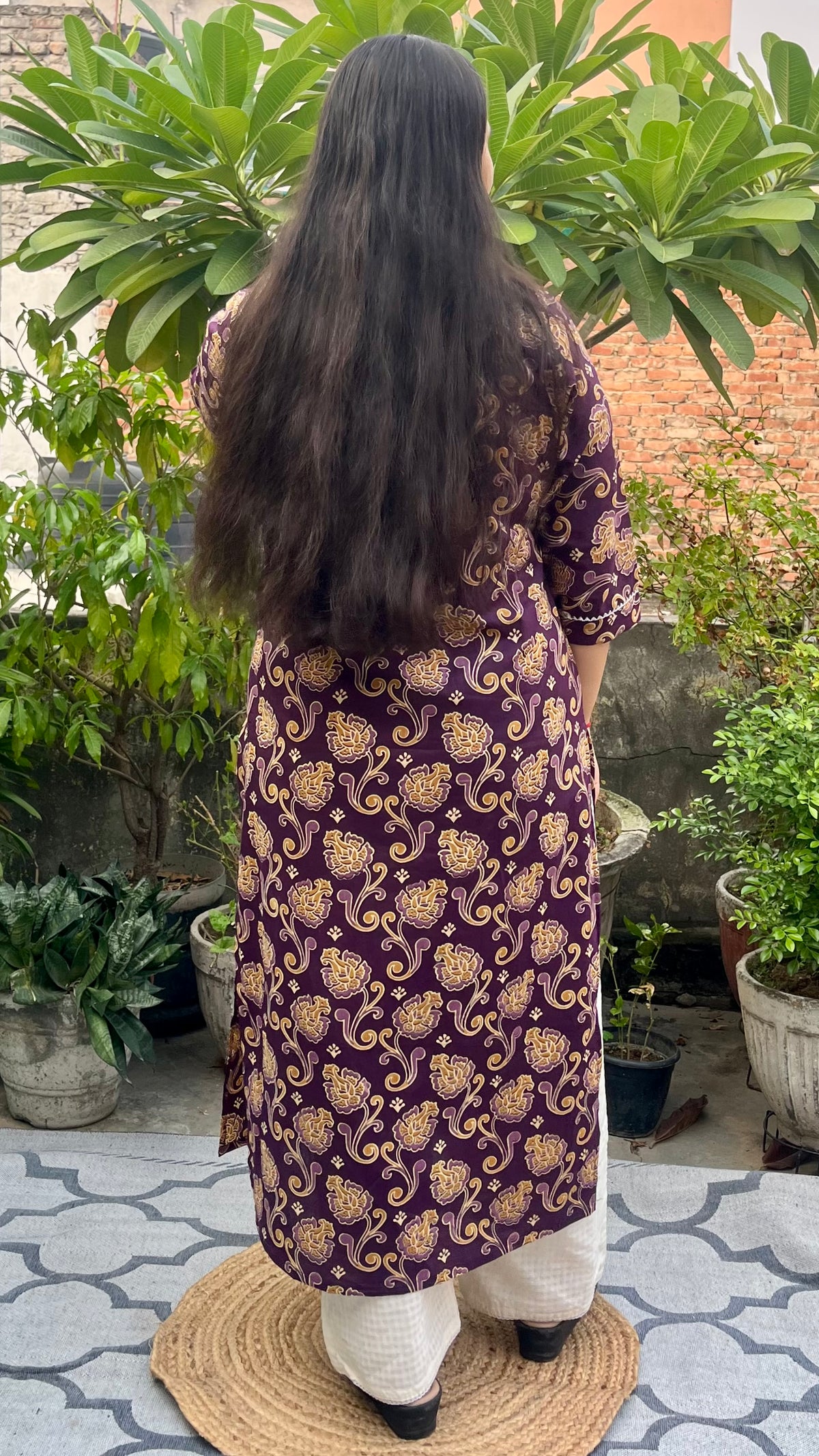 Violet kurta in pure cotton fabric