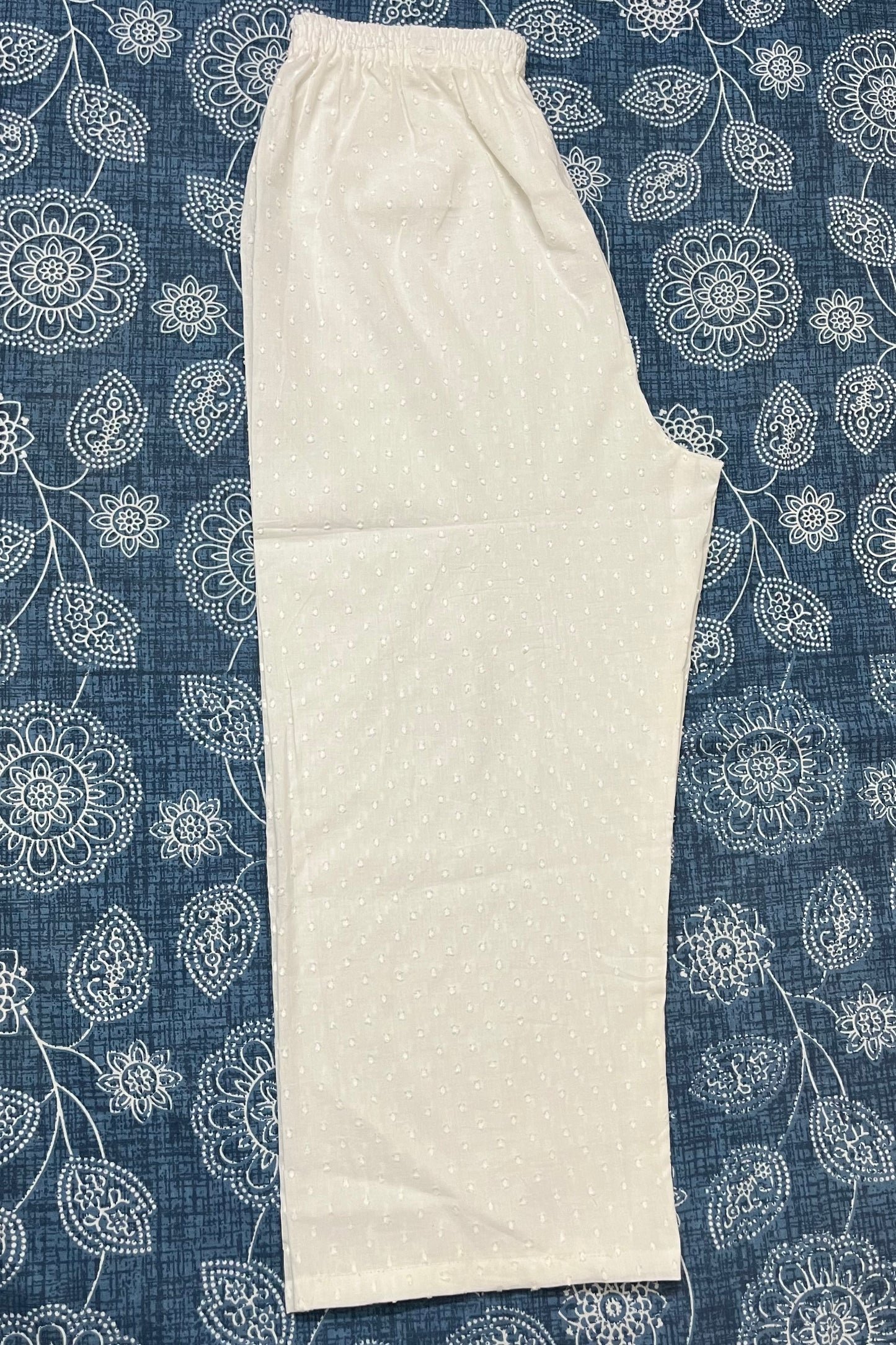 White Textured Pant