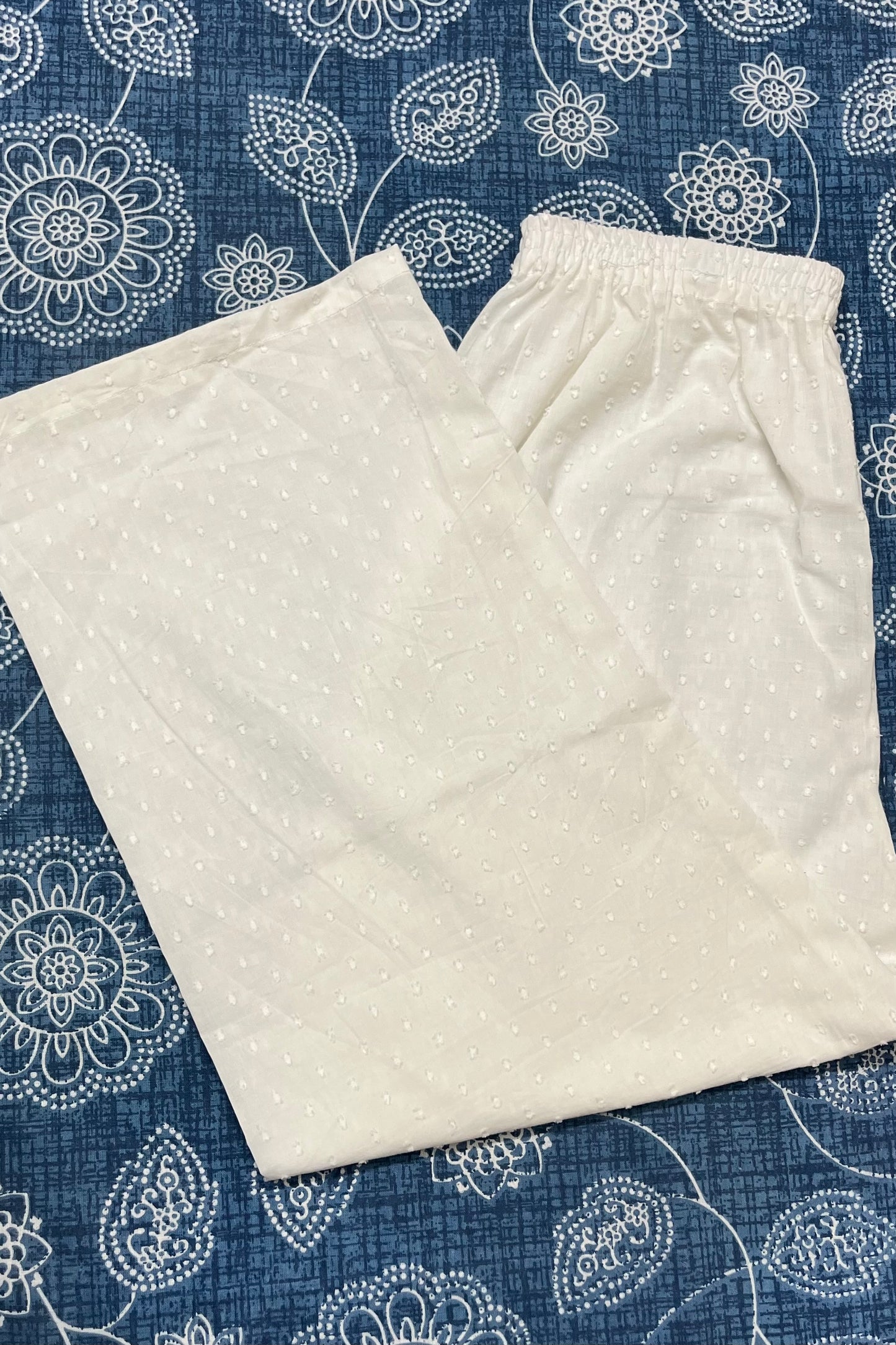White Textured Pant