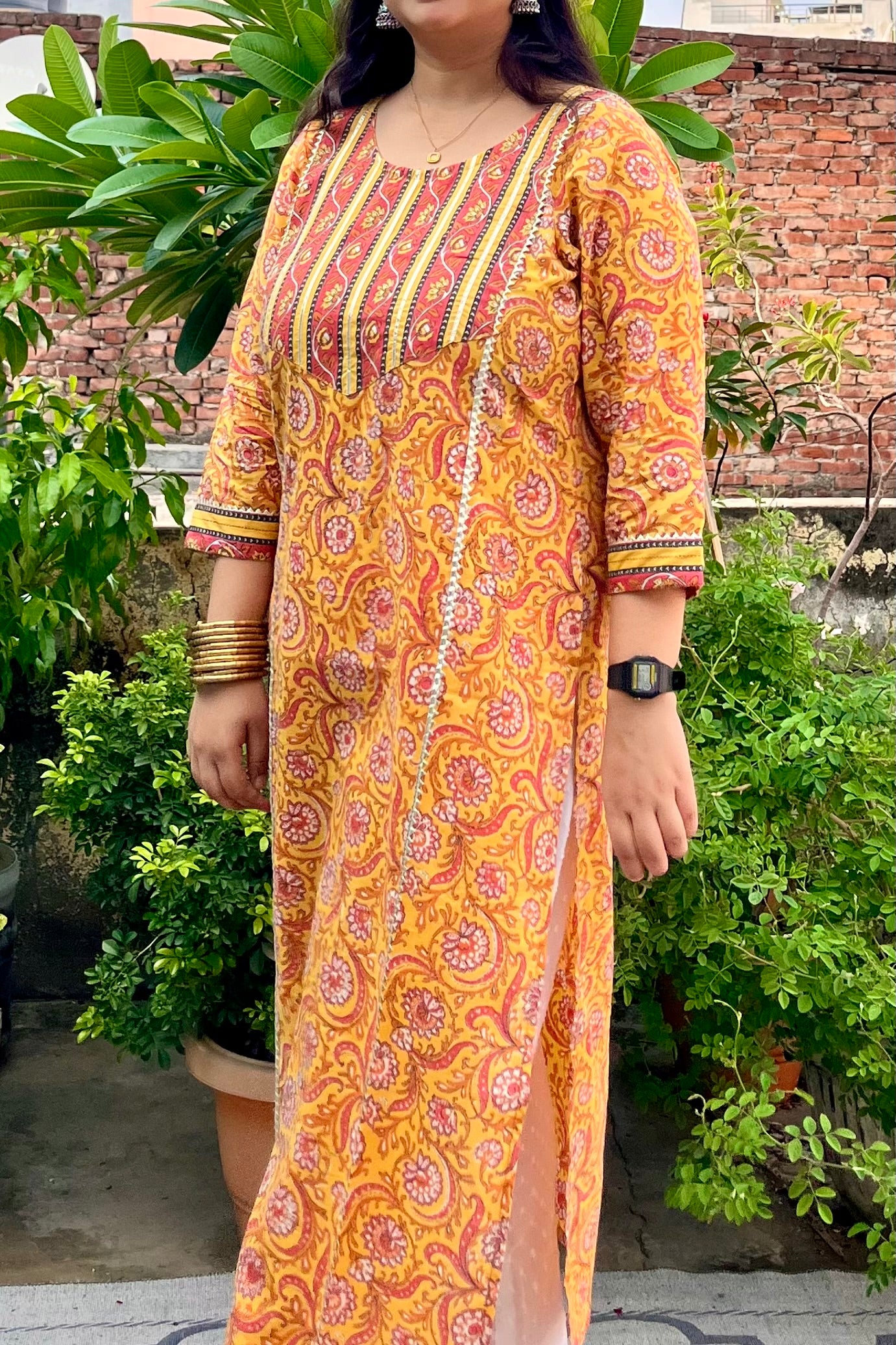 YELLOW COTTON KURTA