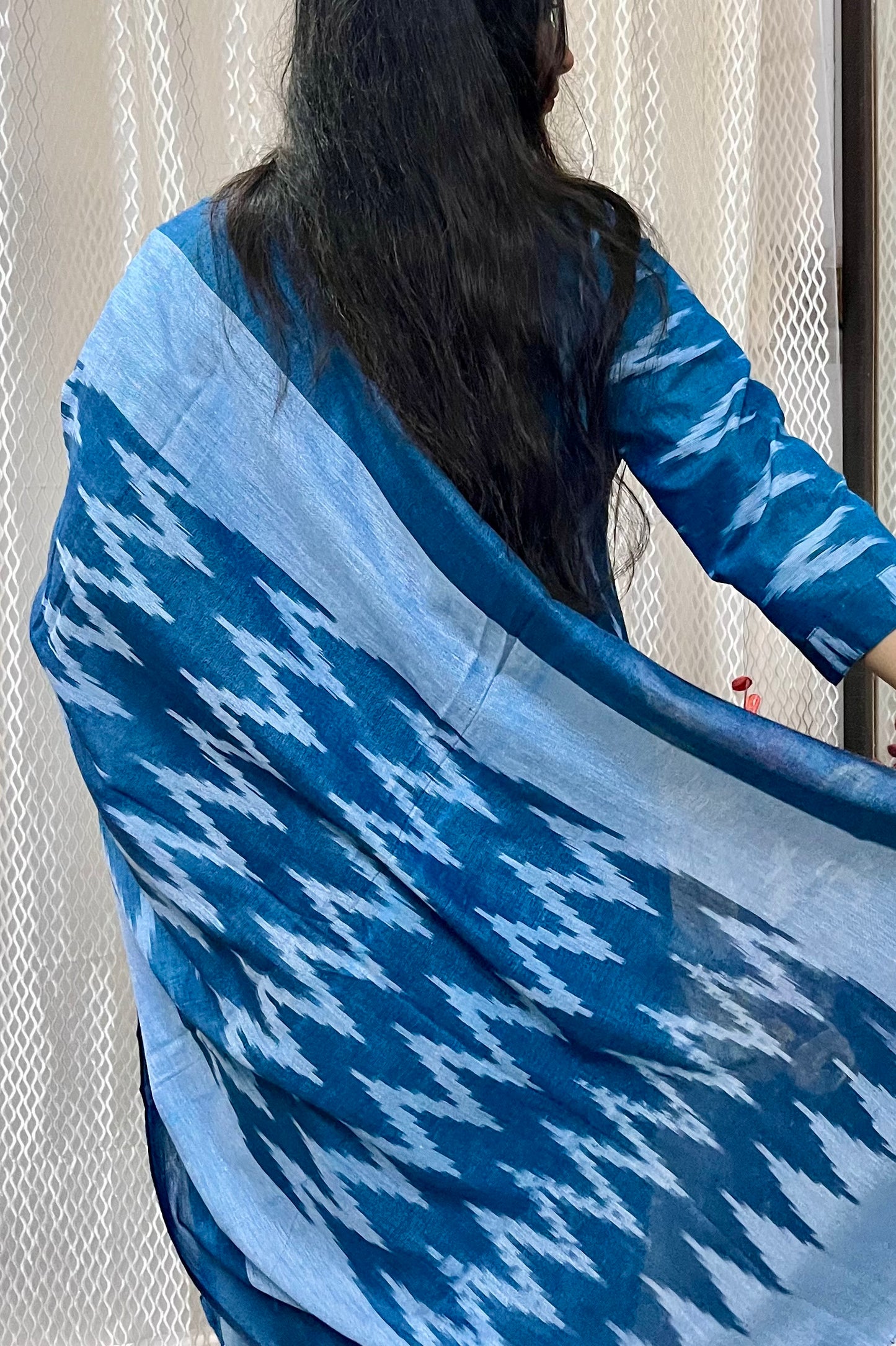 BLUE IKKAT KURTI AND DUPATTA SET