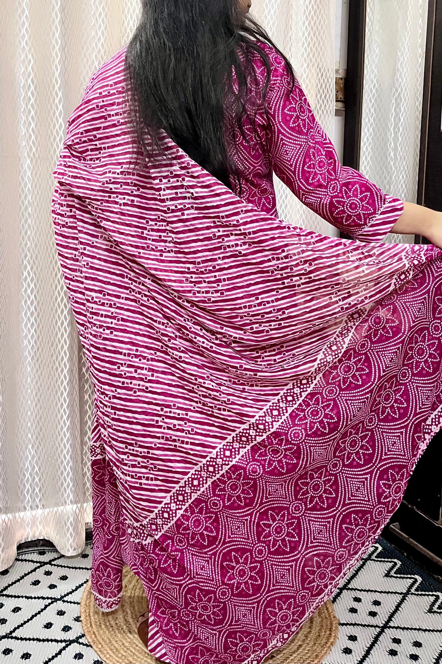 PINK BANDHEJ SUIT SET