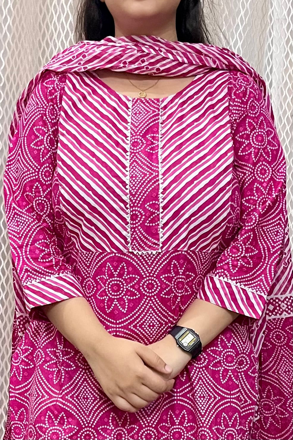 PINK BANDHEJ SUIT SET