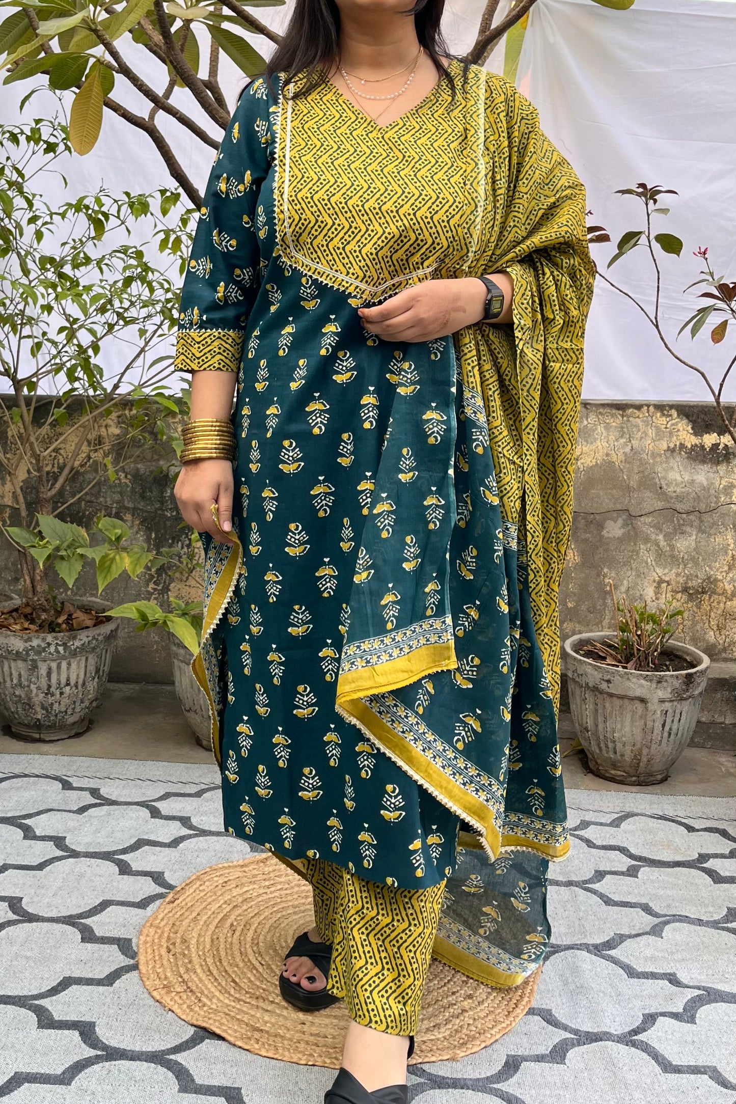 Teal And Green Suit Set