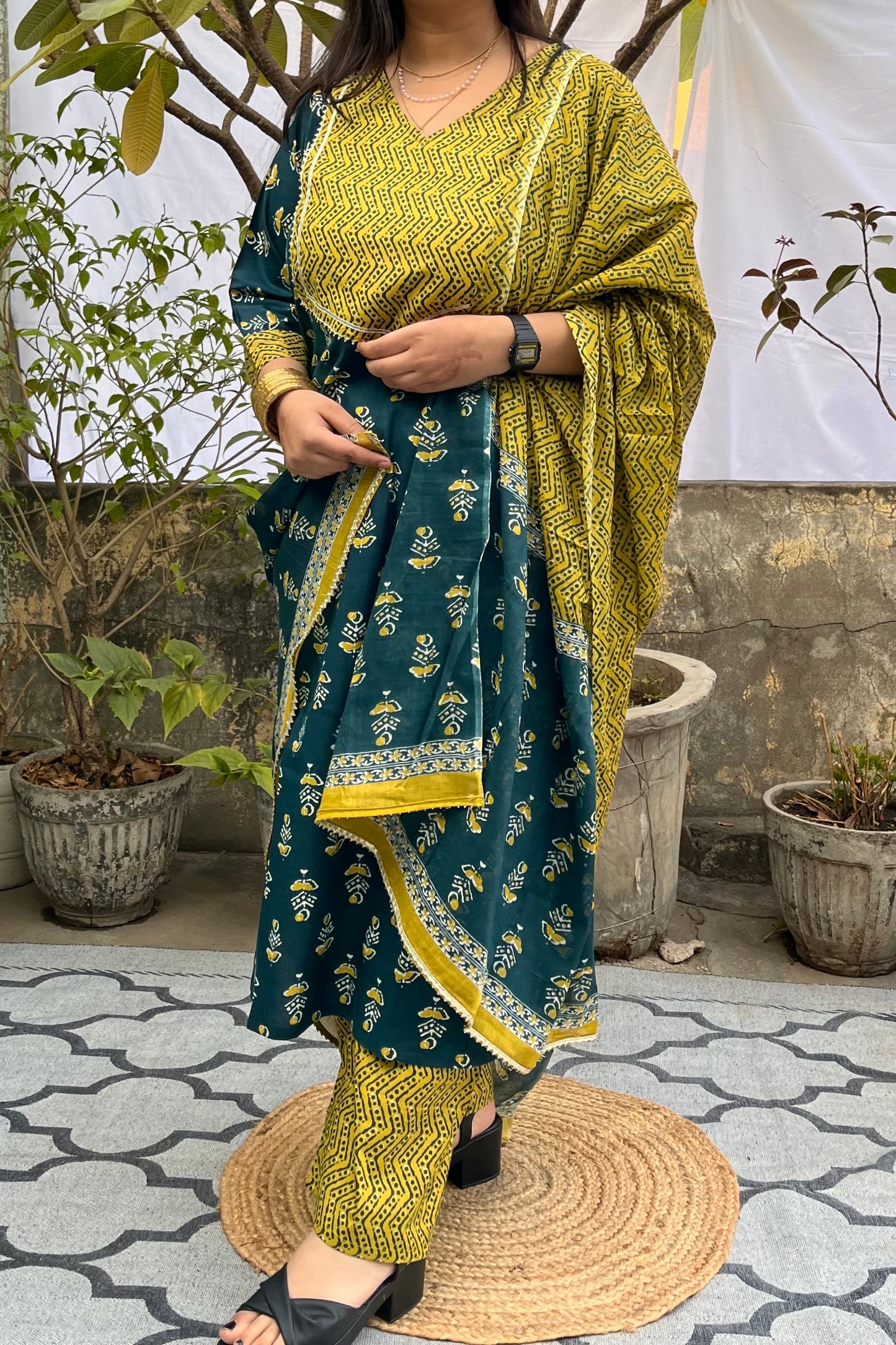 Teal And Green Suit Set