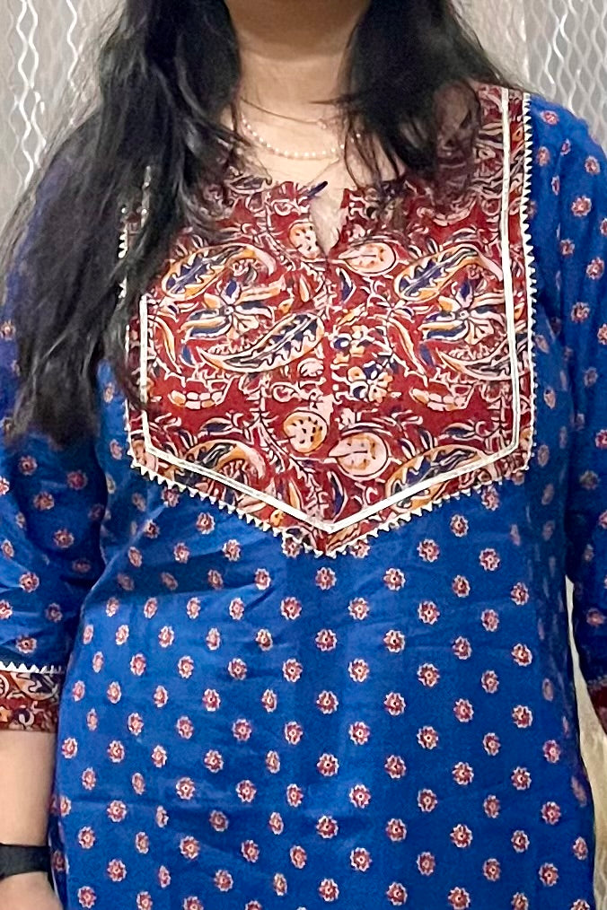Navy Blue Ajrakh Kurta
