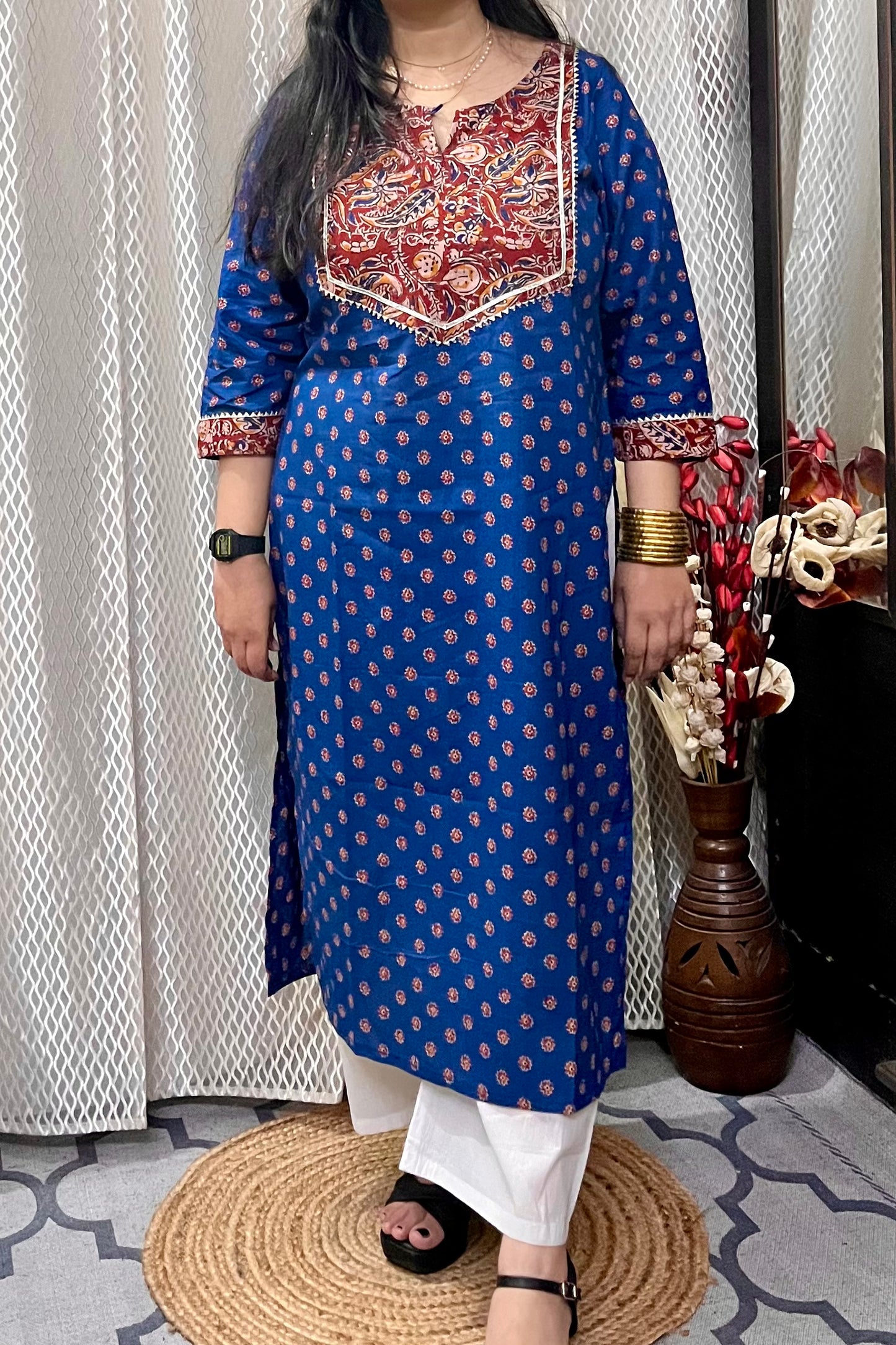 Navy Blue Ajrakh Kurta