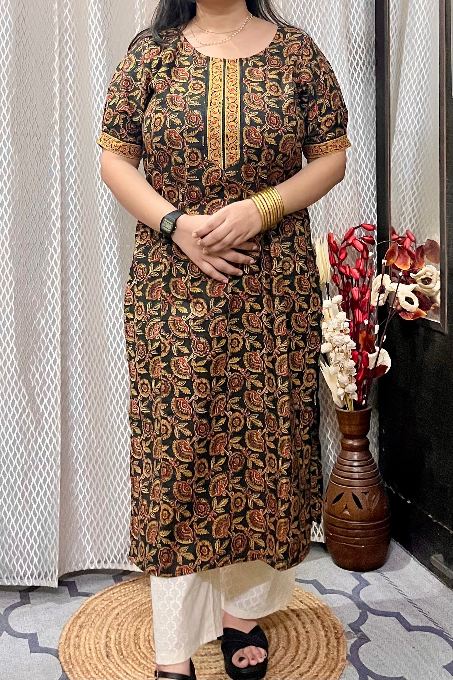 Black Ajrakh Kurta