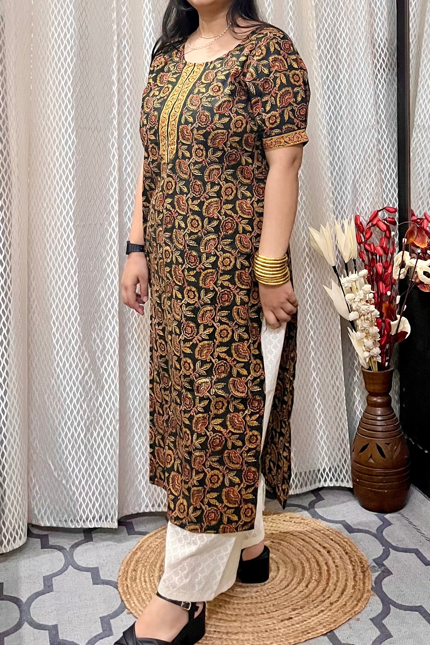 Black Ajrakh Kurta