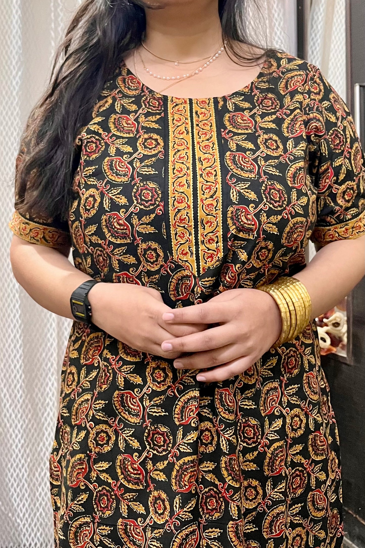 Black Ajrakh Kurta