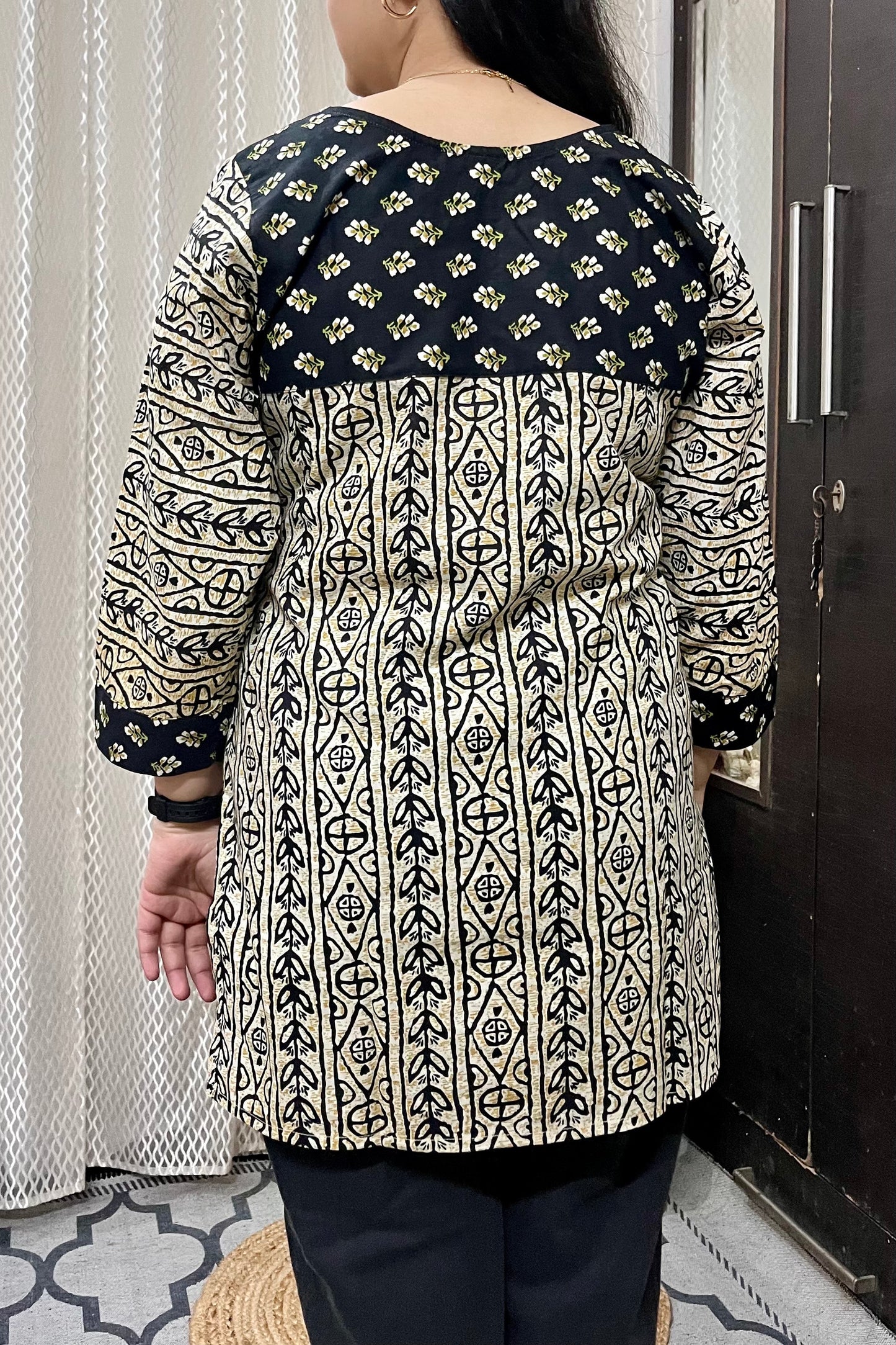 Beige Varli Print Short Kurti