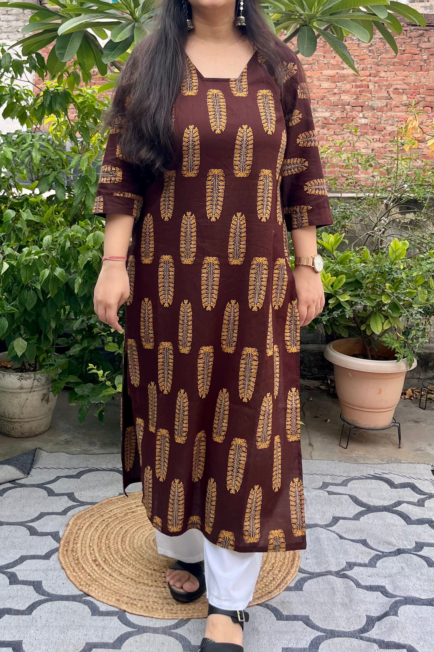 Caramel pure cotton kurta