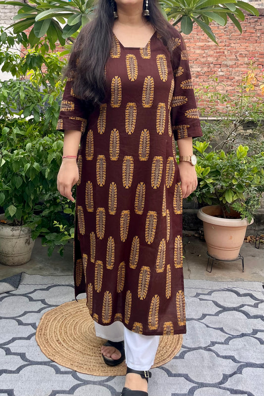 Caramel pure cotton kurta