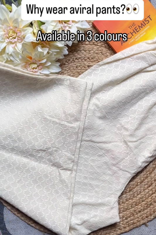 Beige Textured Pant