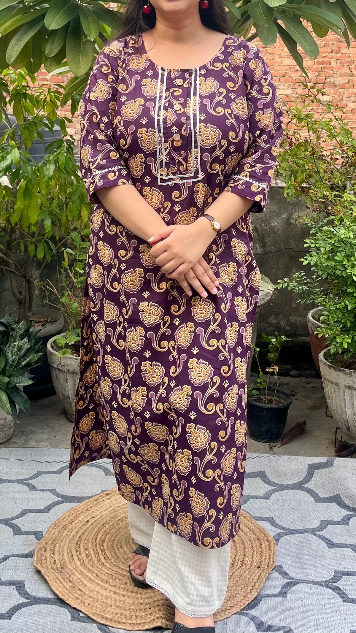 Violet kurta in pure cotton fabric