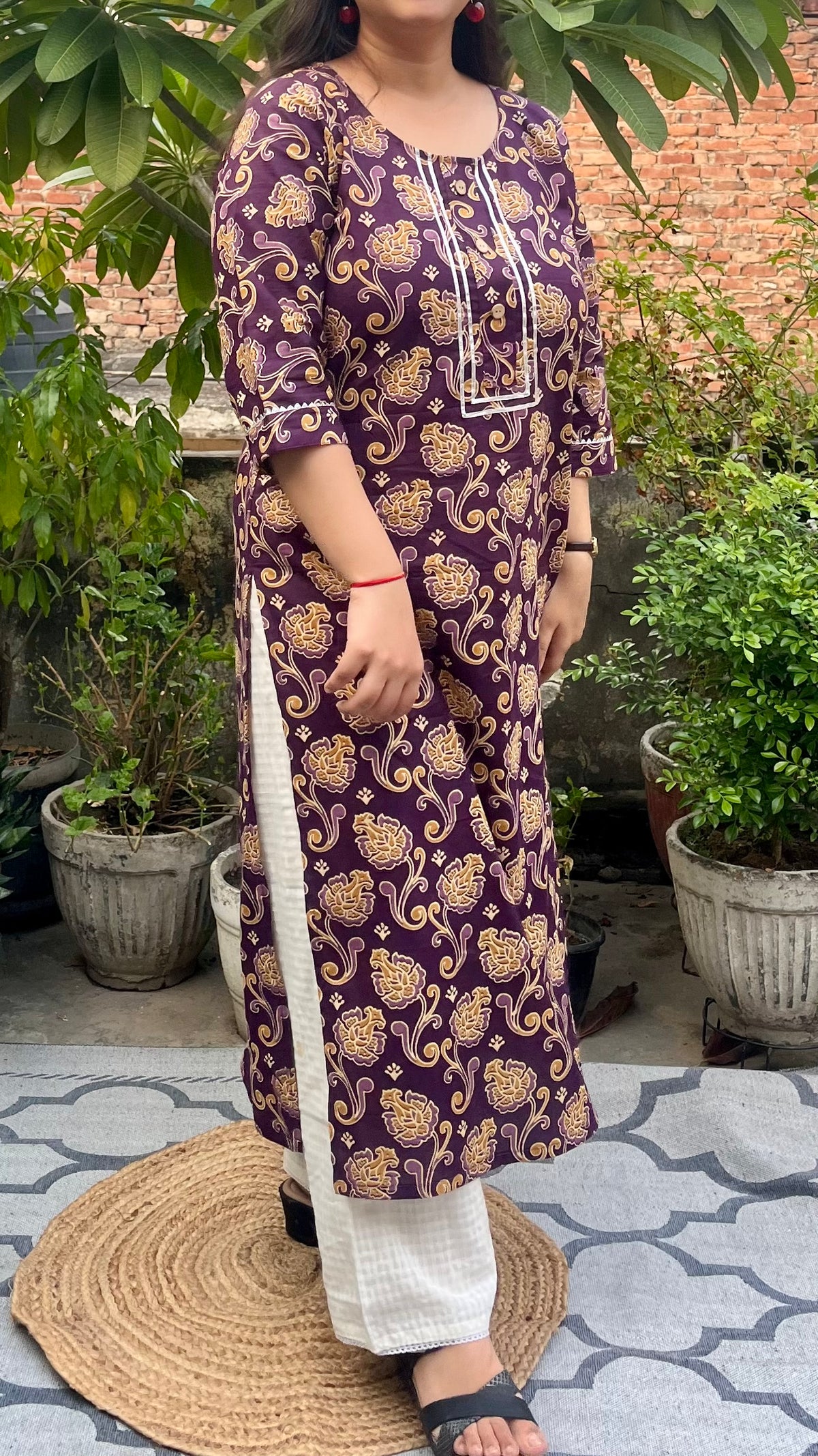 Violet kurta in pure cotton fabric