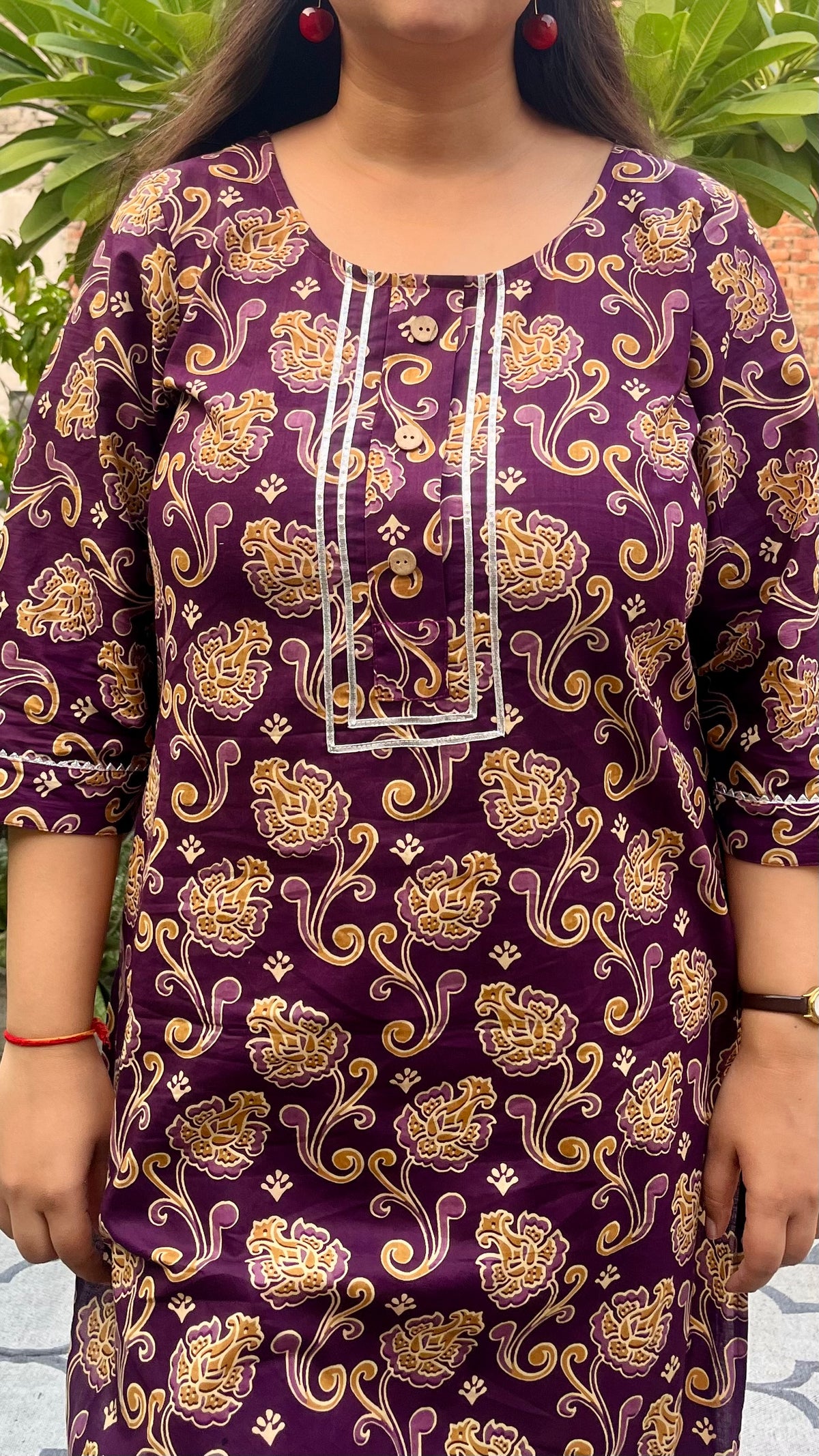 Violet kurta in pure cotton fabric