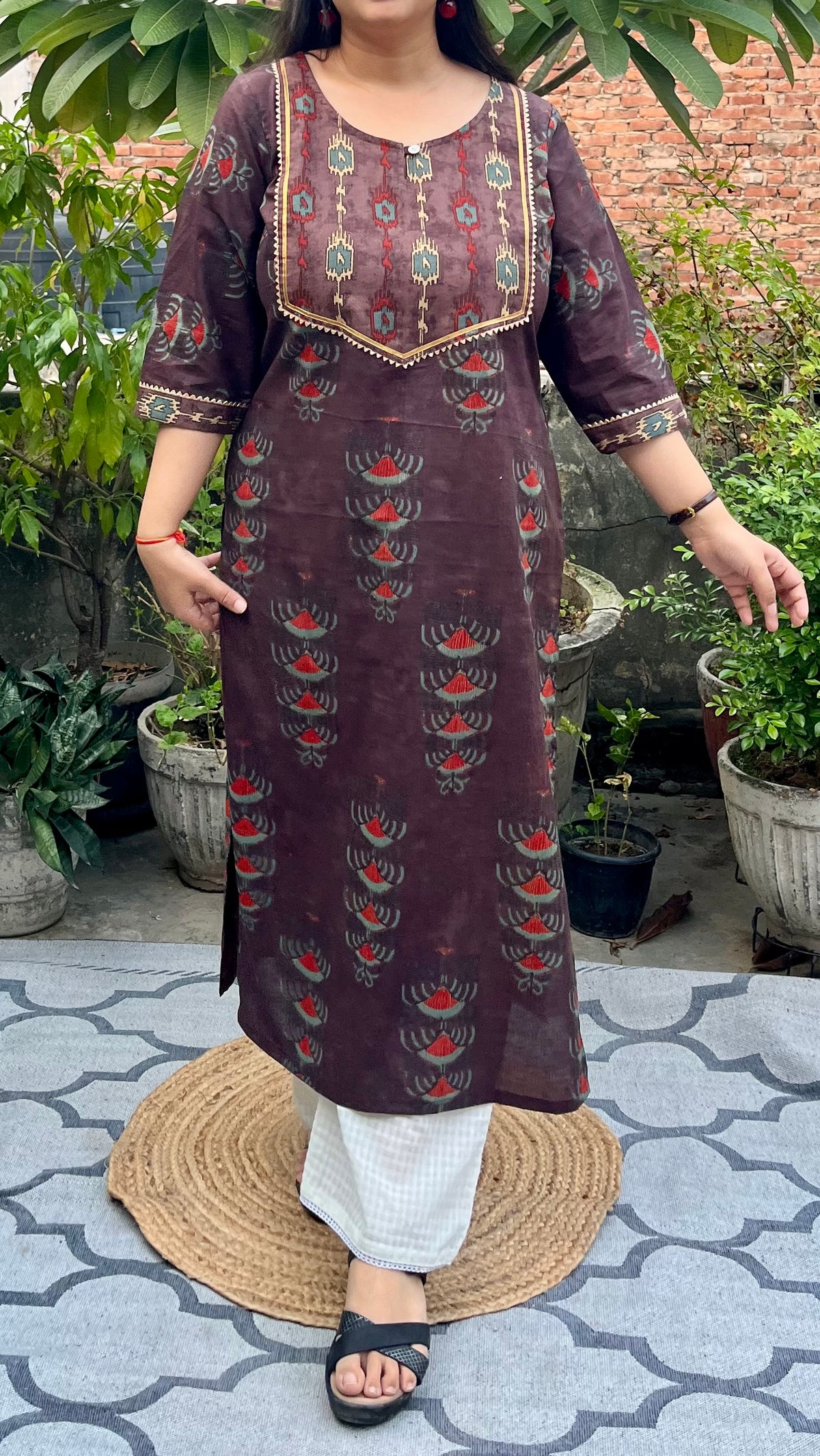 Caramel kurta in pure cotton fabric