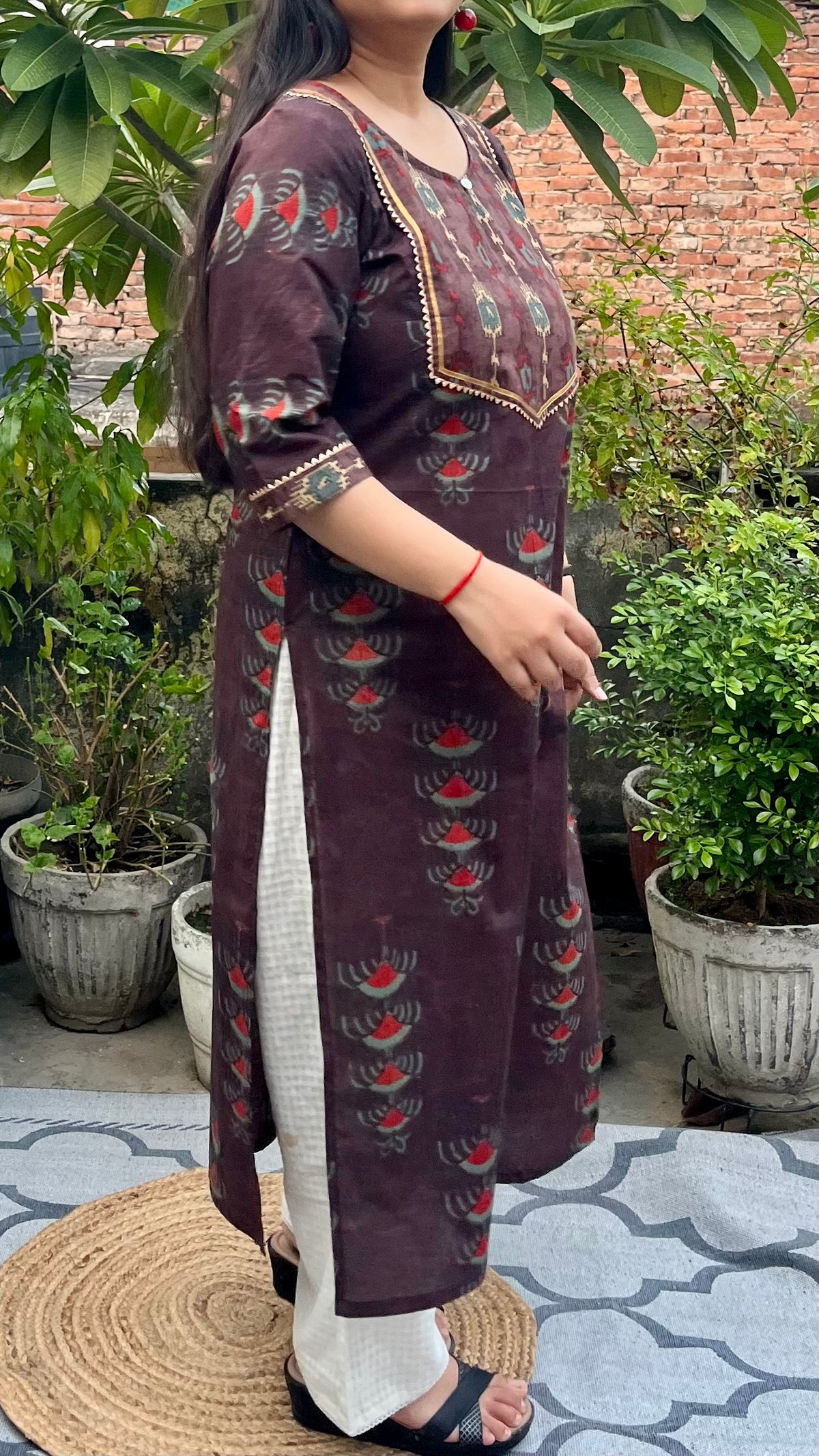 Caramel kurta in pure cotton fabric