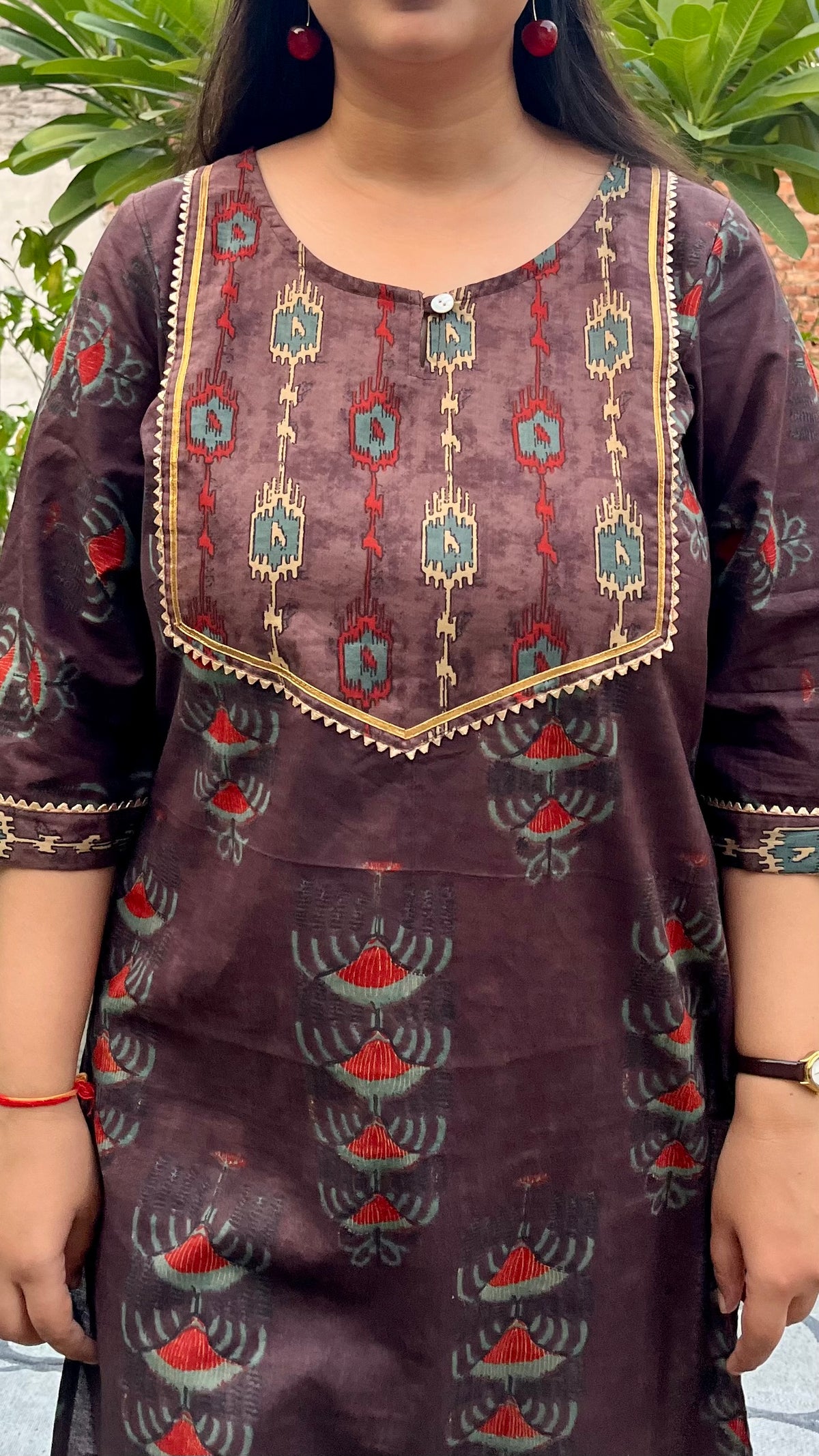 Caramel kurta in pure cotton fabric