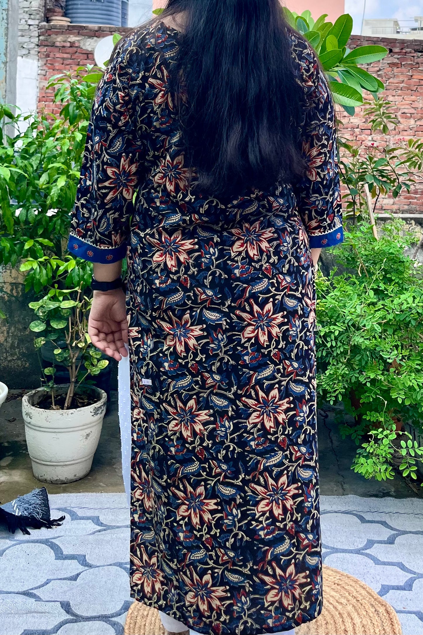 BLACK-BLUE HANDBLOCK PRINT KURTA