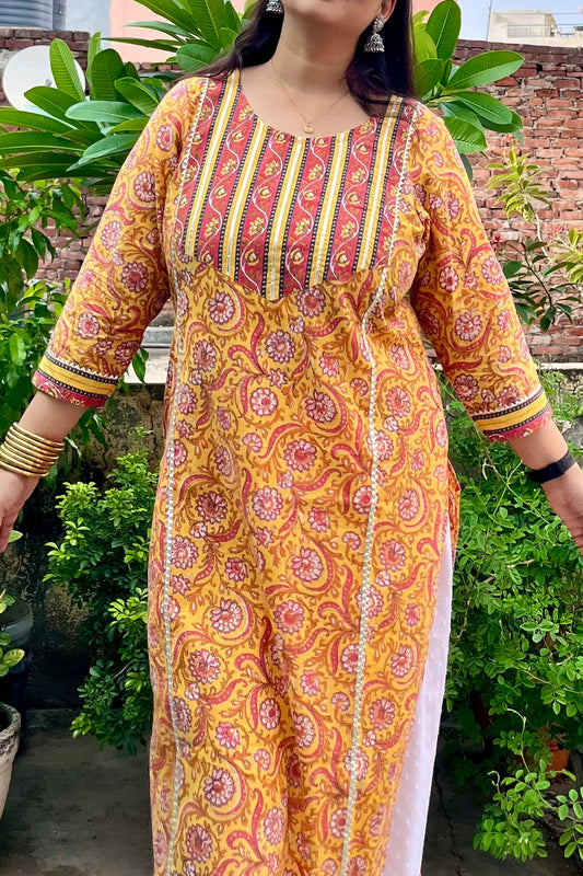 YELLOW COTTON KURTA