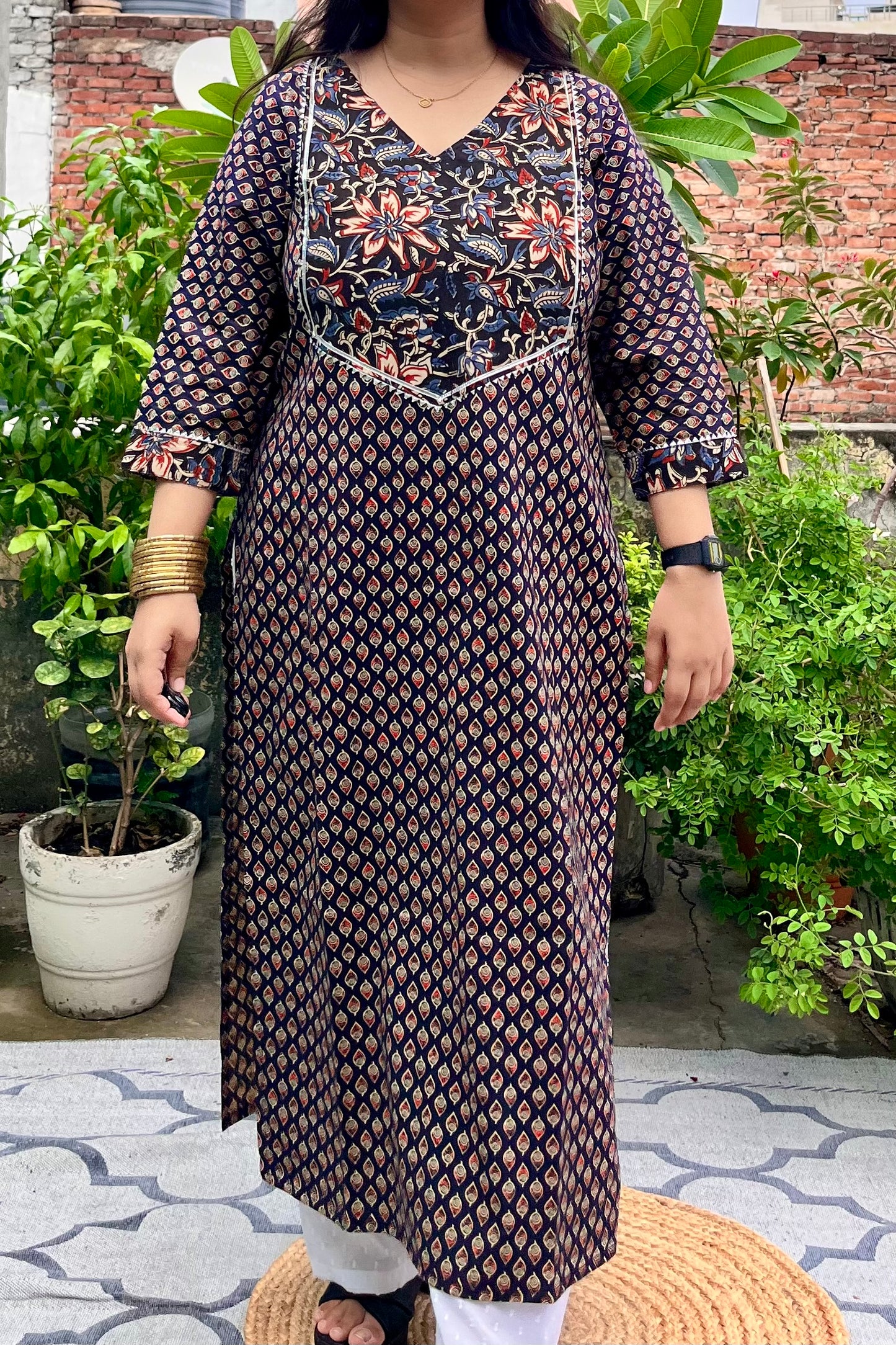 BLACK BLOCKPRINT KURTA