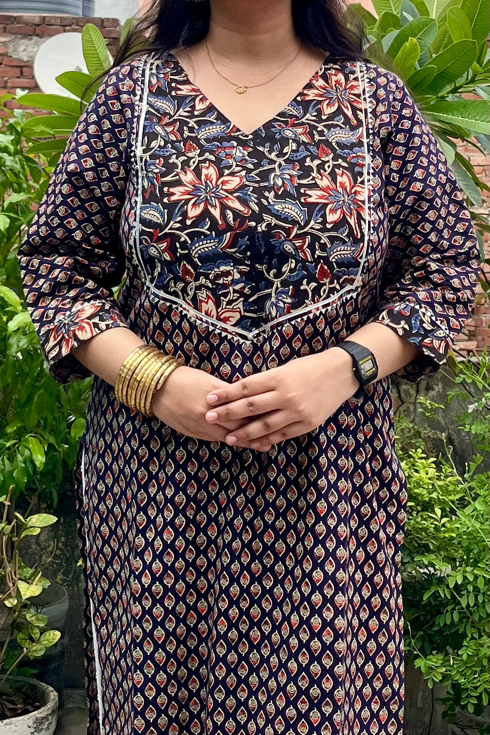 BLACK BLOCKPRINT KURTA