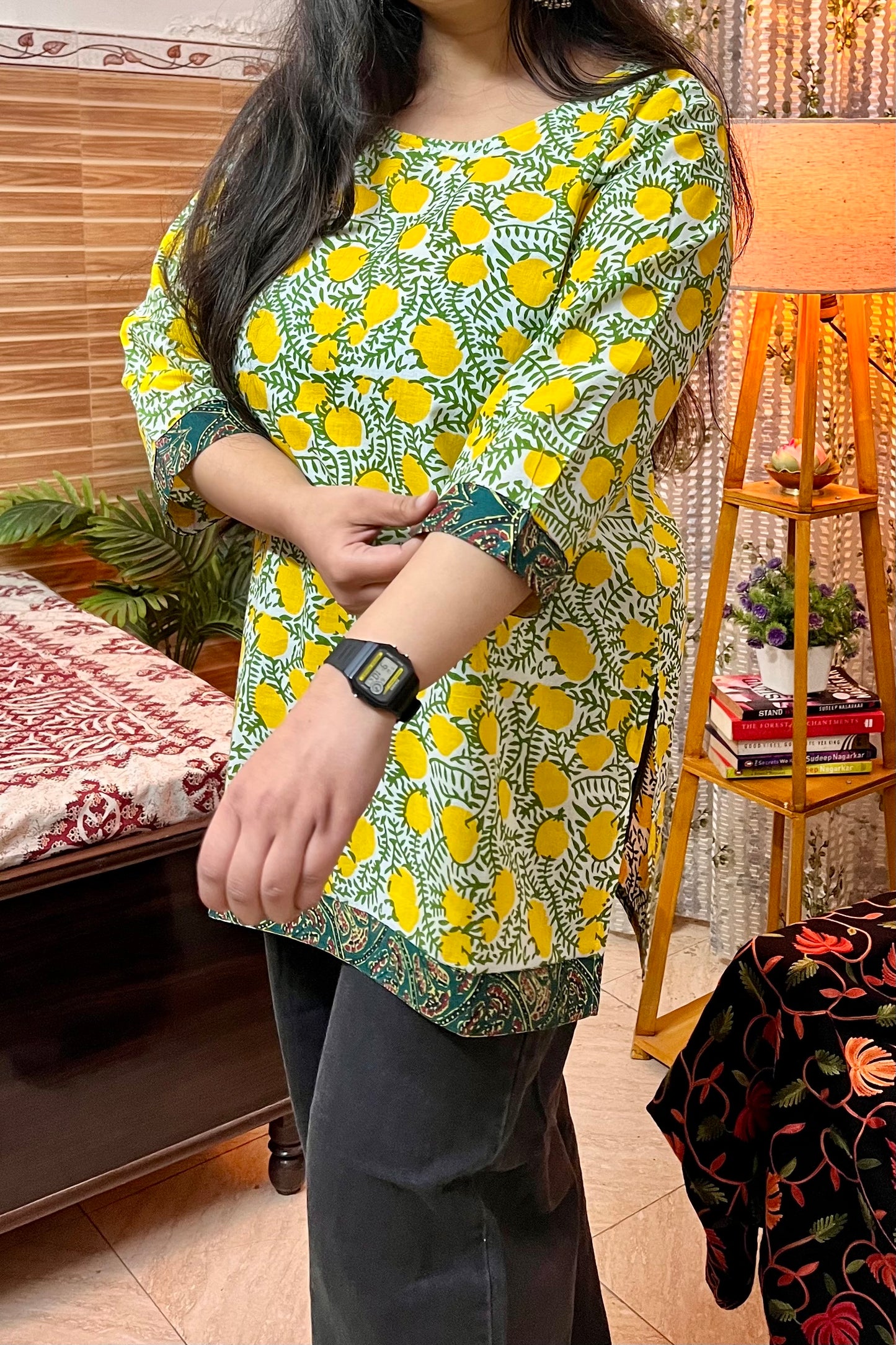 Pure Cotton Lemon Short Kurti