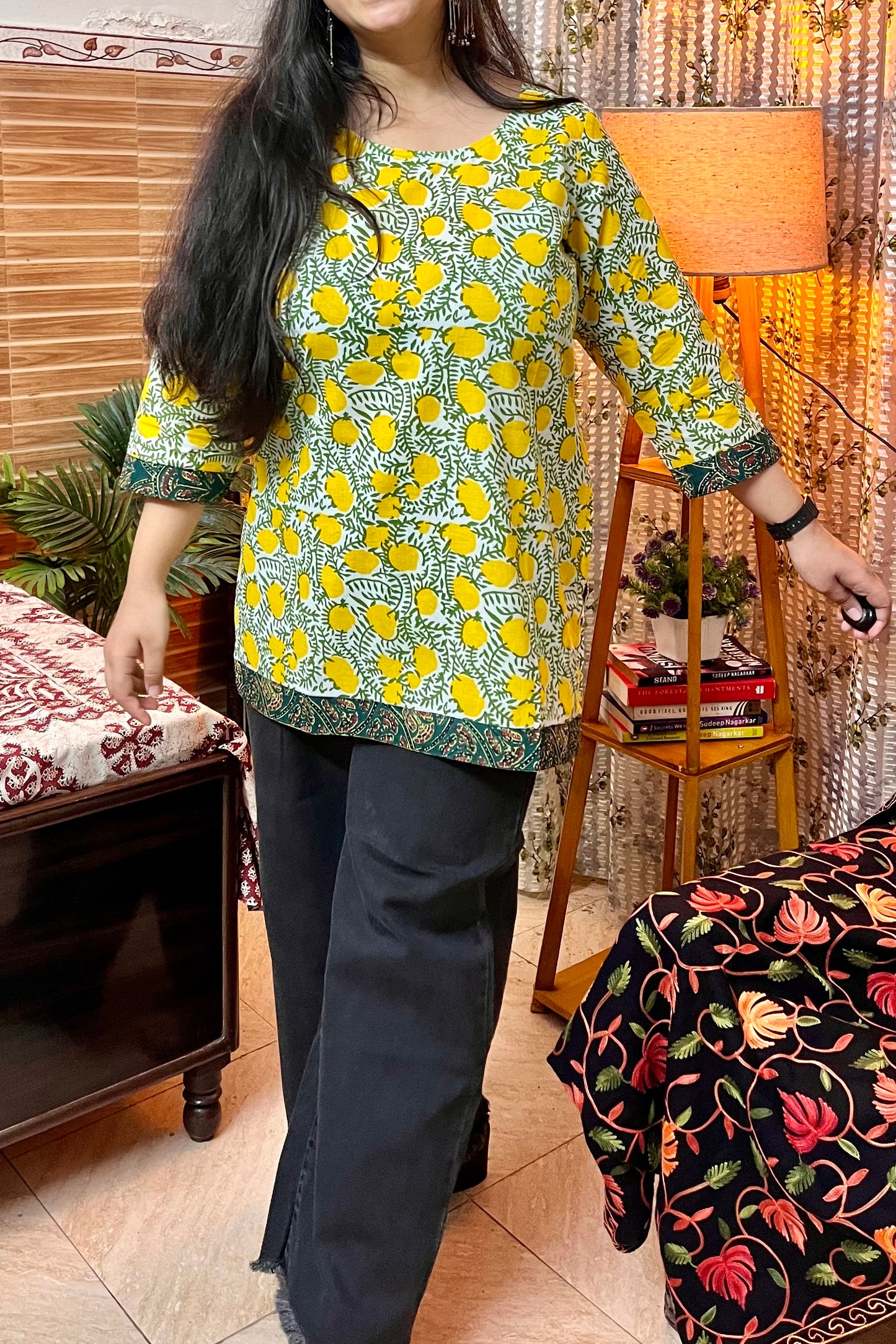 Pure Cotton Lemon Short Kurti