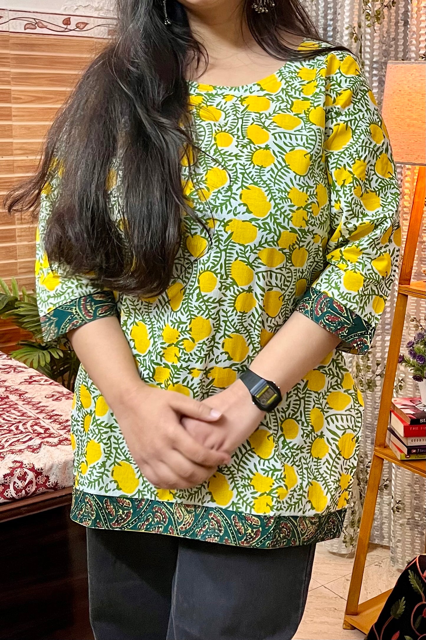 Pure Cotton Lemon Short Kurti