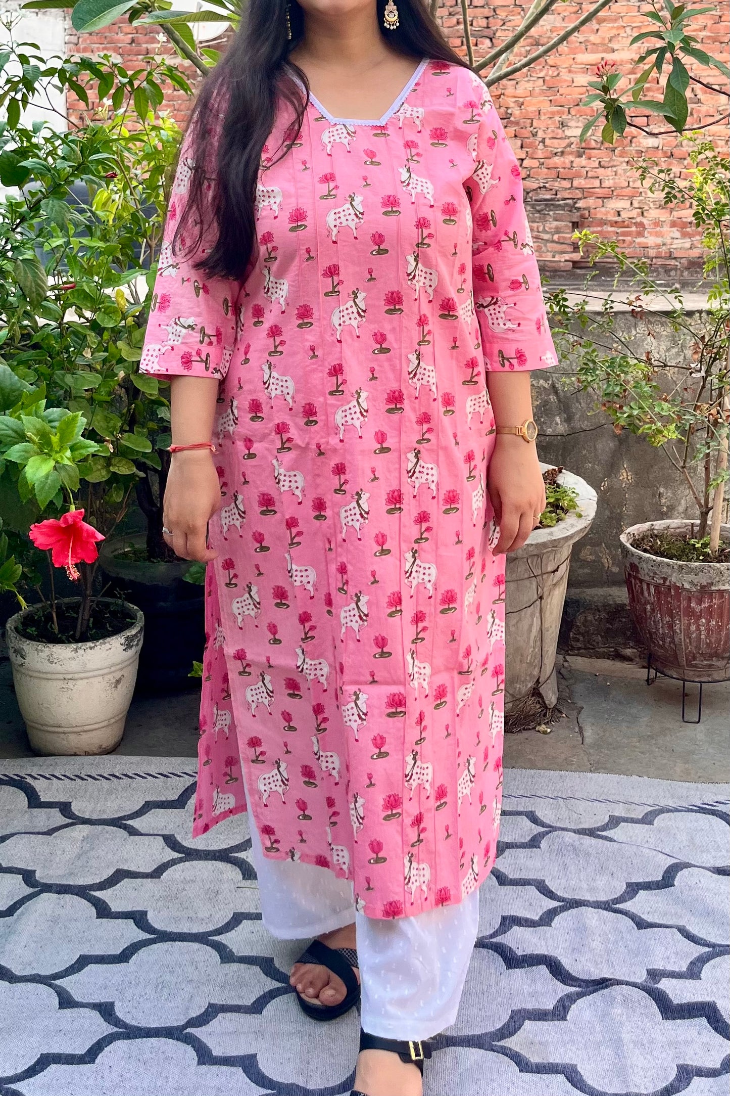 GAUKAMAL" cow print pure cotton kurti